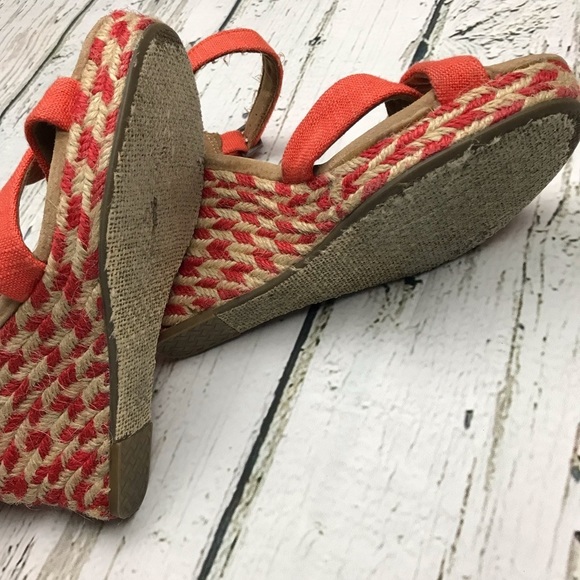 Toms Espadrille Wedge Strappy Heels Coral Sz 6 - Picture 5 of 7
